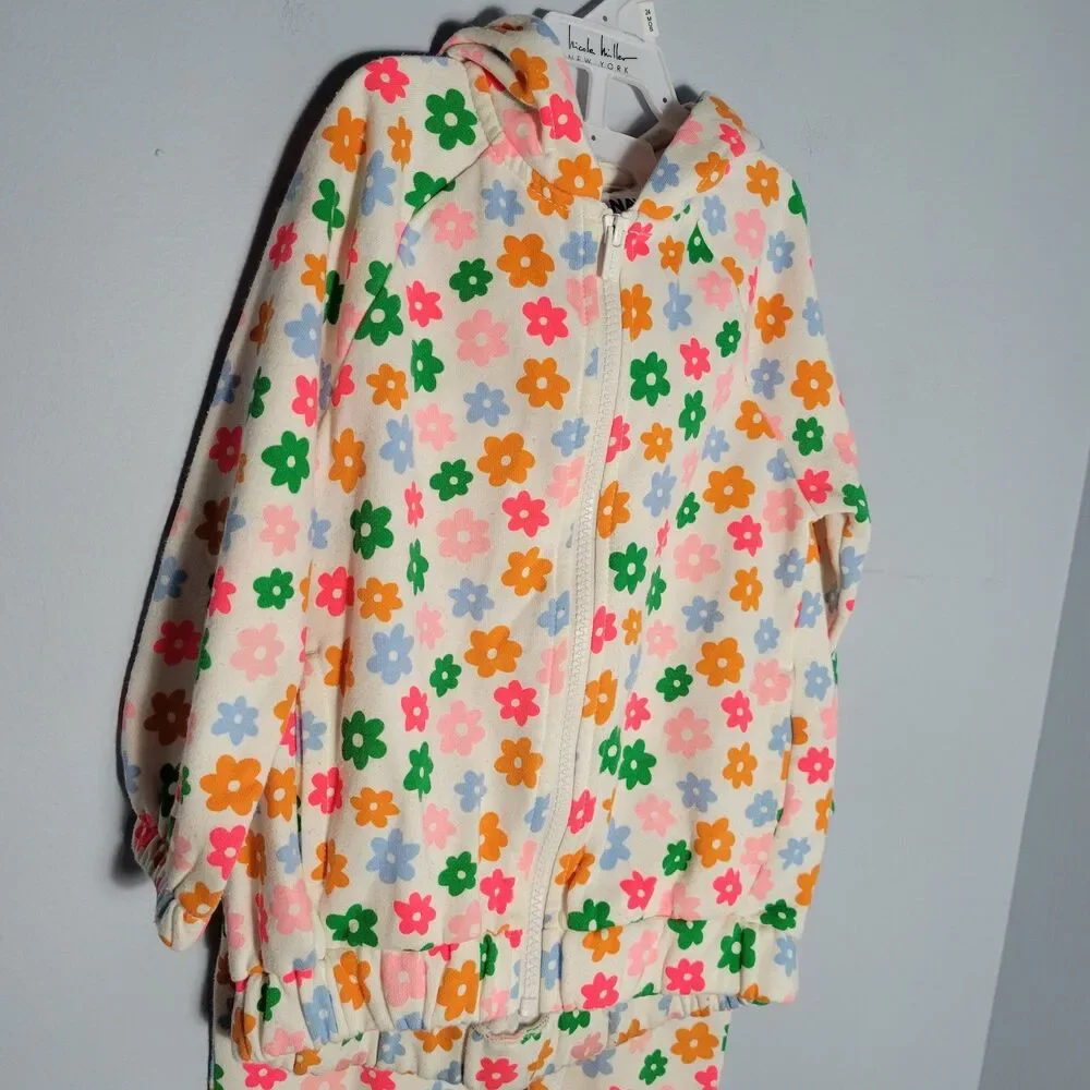 Old Navy Colorful Flower Zipper Hoodie And Pants Set Toddler 4T